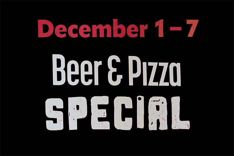 Beer and pizza special
